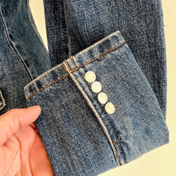 RALPH LAUREN Vtg 90’s Victorian Style Denim Jacket 17 RLL Monogram Buttons - Picture 6 of 8